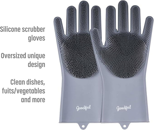 Goodful Silicone Kitchen Rubber Gloves, Oversized, Reusable, Waterproof