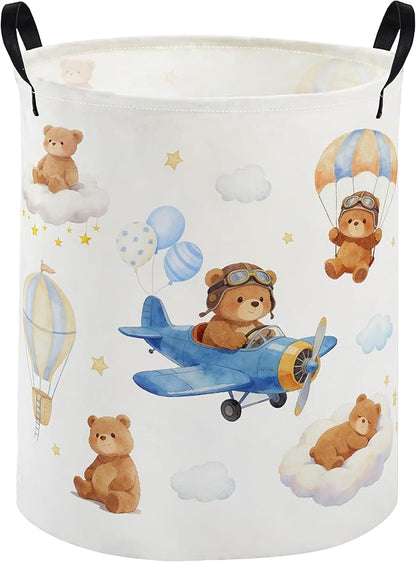 Kids Laundry Basket Bear Hamper for Nursery Animal Hamper Cute Kids Storage Bin Room Decor for Home(Bear)