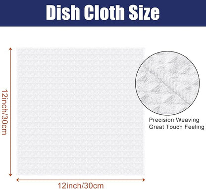 Homaxy Microfiber Waffle Weave Kitchen Dish Cloths, 12 x 12 Inch Ultra Absorbent and Solid Color Dish Towels for Kitchen Fast Drying Dishcloth for Washing Dishes, 6 Pack, White