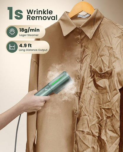 Jack ＆ Rose Travel Steamer For Clothes,110-230V,0.9Ib Light,9 * 2.6in Small Mini Travel Size,Steamer Iron 2 in 1,15s Heat-Up,Ceramic Heat Panel,For Global ＆ Europe Traveling