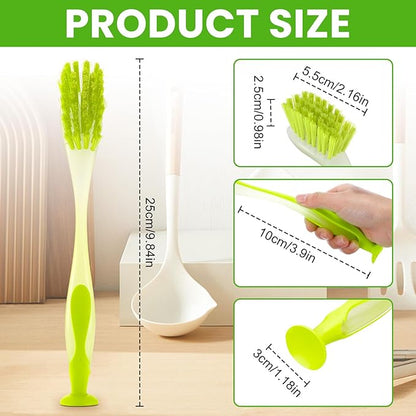 Boao 20 Pieces Long Dish Brush with Handle Assorted Color Dishwashing Brush with Suction Cup Multipurpose Cleaning Tool for Kitchen, Toilet, Etc