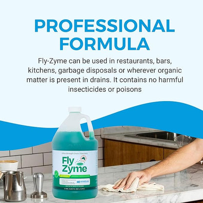 Fly-Zyme, Highly Concentrated Enzyme Drain Cleaner for Pipes & Fruit Flies, Citronella Scented Organic Waste Degrader & Odor Neutralizer, 1 Gallon