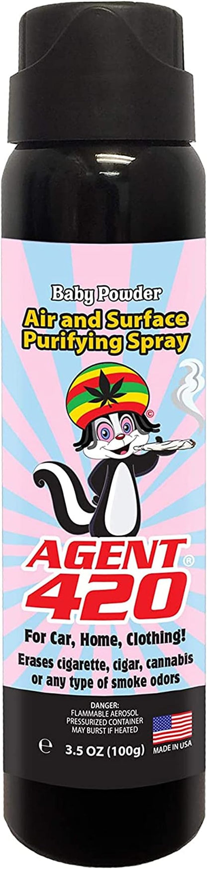 Agent 420-3.5 oz Odor Destroying Spray for Eliminating Unwanted Odors in Your House, Car or Apartment, Freshen Up The Crib (Baby Powder)