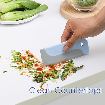 3 Pack Small Squeegees, Mini Squeegee for Windows, Mirrors, Bathroom Glass Shower Mirrors and Counter, Kitchen Countertops and Sink. Dish Scraper for Cleaning Up Dish Residue.(Blue&Yellow&Grey)