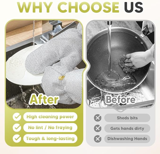 Multipurpose Dishwashing Wire Gloves, 2026 New Steel Wire Cleaning Kitchen Gloves with PVC Lining, No Fray Durable Design