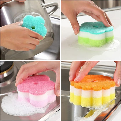 Individually Wrapped Sponge, Kitchen Dishwashing Sponge Multi-Purpose Mesh Net Scouring Pad, Odor-Free Sponge Wipes Suitable for Travel Apartments Household Cleaning (Multicolor Sponge)