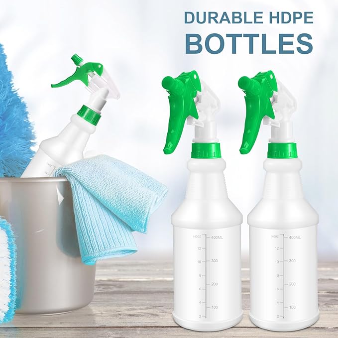 10 Pack Spray Bottles 16 Oz Empty Water Spray Bottles for Cleaning Heavy Duty Refillable Squirt ‌container with Measurements Adjustable Nozzle for Household Commercial Industrial(Green)