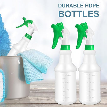 10 Pack Spray Bottles 16 Oz Empty Water Spray Bottles for Cleaning Heavy Duty Refillable Squirt ‌container with Measurements Adjustable Nozzle for Household Commercial Industrial(Green)