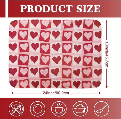 Valentine Dish Drying Mat, Ultra Absorbent Valentines Day Drying Mat for Kitchen Counter, Coffee Maker, 18 x 24 Inch