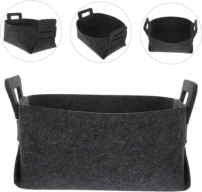 Zerodeko Foldable Felt Laundry Basket with Handles Dark Gray Clothes Hamper for Dirty Clothes Storage and Household Organizer Portable Closet Hamper for Sundries
