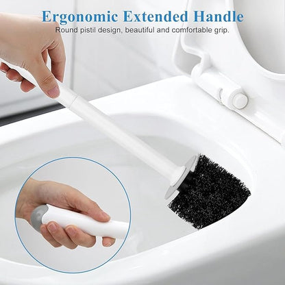 alpsnow Toilet Brush and Holder, Toilet Bowl Brush with Long Handle, Plastic Holder Easy to Hide, Drip-Proof, Easy to Assemble, Deep Cleaning