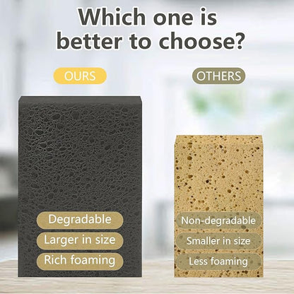 Cellulose Sponges, Large Size 4" x 6" x 1" - Heavy Duty Scrub Kitchen Sponge, Clean Tough Messes Without Scratching Kitchen Cleaning Pads, Pop Up Eco DIY (6 Pack), Black