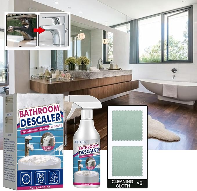 Heavy Duty Bathroom Scrubbing Solution, Bathroom Descaler Foam Cleaner Spray, Descaler Spray for Bathtub,Glass,Faucet,Toilet (1Pcs)
