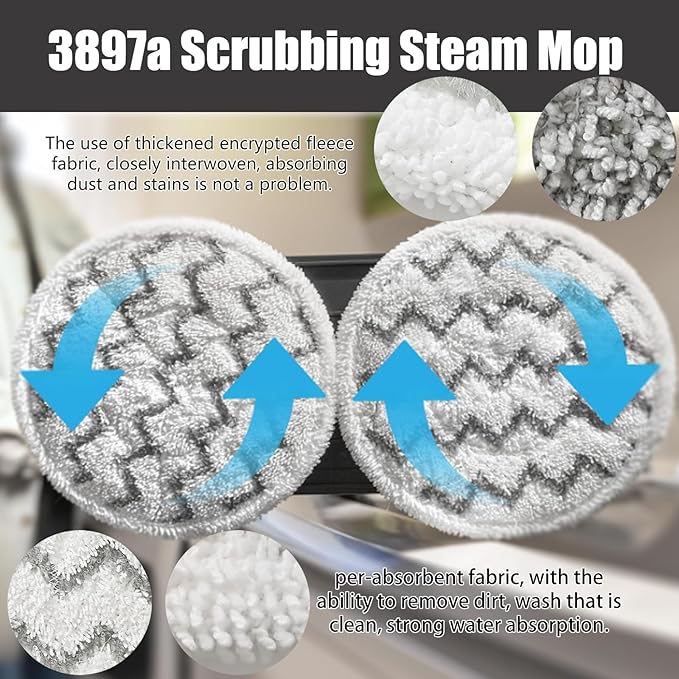 Eifrthe 3897a Rotating Mop Pads for Bissell Spin-Wave SmartSteam Scrubbing Steam Mop 3897A 3712 3712W, Model No 1641112,8 Pack