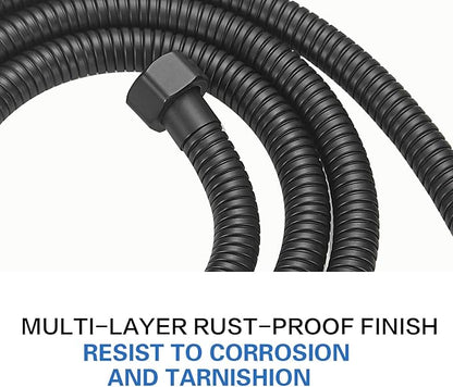 RUMOSE 59 inches Shower Hose Water Plating Shower Head Extension Hose Replacement Extra Long Stainless Steel Shower Tube Attachment Flexible Handheld Shower Sprayer Hose, Matte Black