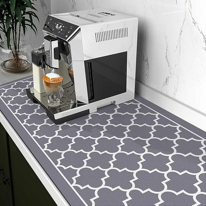 WISELIFE Dish Drying Mat Super Absorbent Drying Mat Large Dish Drying Mats for Kitchen Counter Easy Clean Dish Mat Kitchen Drying Mat18"x 36" Stylish Grey