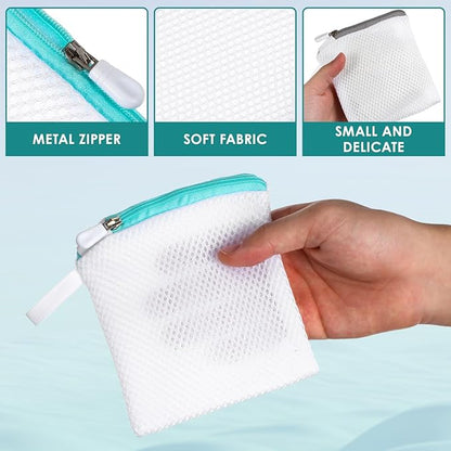 Cabilock 8 Pack Mini Mesh Laundry Bags for Delicates, 4.7" Small Washing Bag with Premium Zipper, Fine Mesh Wash Holders for Lingerie, Socks, Underwear, Jewelry, Reusable Travel Laundry Organizer