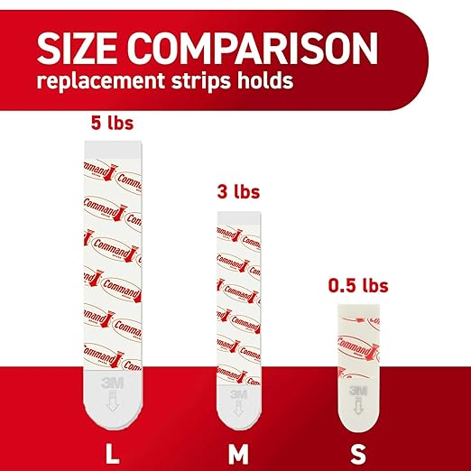 Command Indoor Large Replacement Strips, 20 Strips, Damage-Free Wall Hanging, Re-Hang Large Hooks for Home and Wall Decor, Holds up to 5 lb, White Adhesive