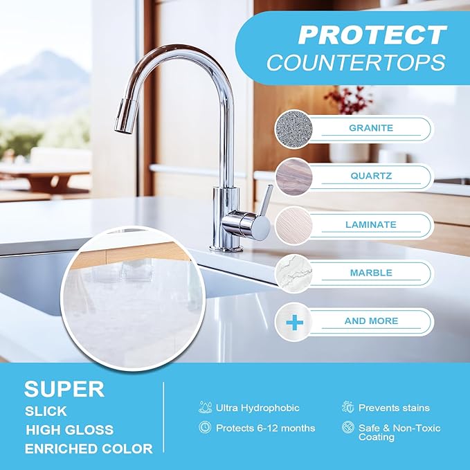 Ceramic Coating Spray – Shine, Seal & Protect Stainless Steel, Glass, Kitchen & Bath – Repels Fingerprints, Water Spots & Grime – Multi-Surface Sealant for Countertops, Sinks & More, 8.66oz