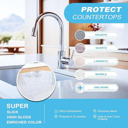 Ceramic Coating Spray – Shine, Seal & Protect Stainless Steel, Glass, Kitchen & Bath – Repels Fingerprints, Water Spots & Grime – Multi-Surface Sealant for Countertops, Sinks & More, 8.66oz