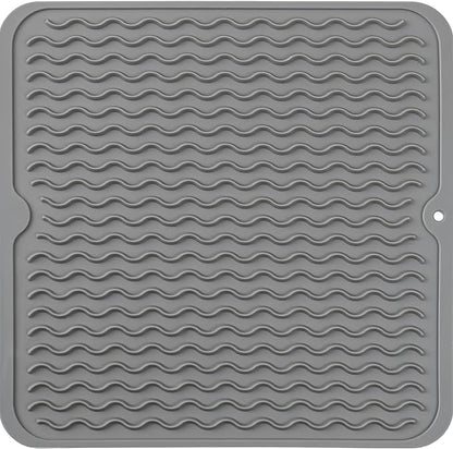 MicoYang Silicone Dish Drying Mat for Multiple Usage,Easy clean,Eco-friendly,Heat-resistant Silicone Mat for Kitchen Counter or Sink,Refrigerator or Drawer liner Grey M 12 inches x 12 inches