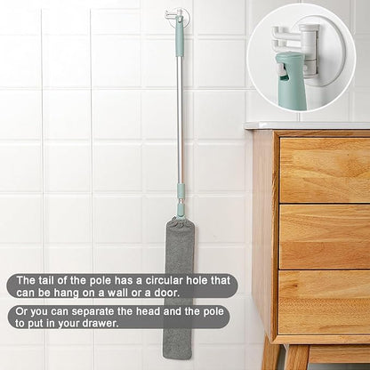 Dust Brush Under Appliance Microfiber Duster with Extension Pole (40 to 55 inches) Bendable, Washable, Extendable Gap Dusters for Sofa Bed Furniture Bottom - Wet or Dry Gray