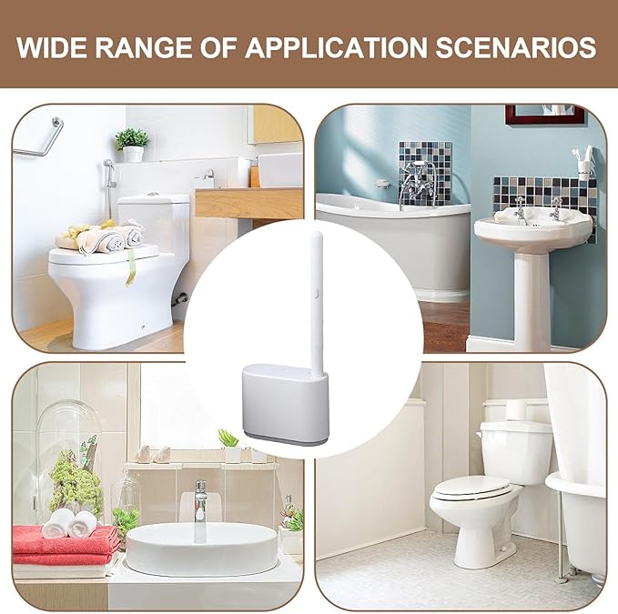 Toilet Cleaner Brush - Toilet Bowl Brush, Toilet Brush for Wall | Deep Clean Toilet Bowl Scrubber, dureble Bristles Ergonomic Handle Compact Design, Bathroom Cleaning Tool, Hygienic Storage Solution