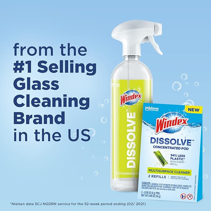 Windex Dissolve Concentrated Pods, Multisurface Cleaner, 2 Concentrated Dissolvable Refill Pods