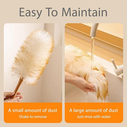 Kaxich Extendable Lambswool Duster 30-55 Inch with Duster Head Replacement, Feather Duster for Cleaning Fans, Ceiling, Light, Bookshelf, Office, Home