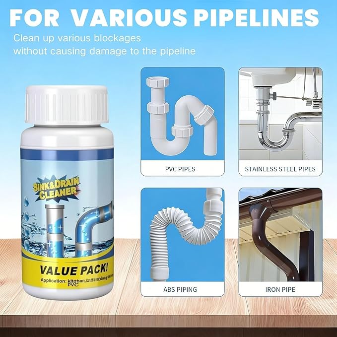 Drain Opener for Kitchen Sink, 2026 New Heavy Duty Clog Dissolver Powder, Fast Foaming Drain Cleaner for Bathroom Shower & Sewer, Safe for Pipes System, Multi-Purpose Hair Grease Soap Scum Remover