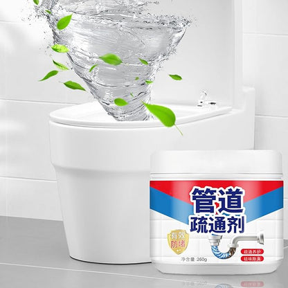Drain Cleaner Powder - 260g Hair Clog Removal, Heavy Duty Grease Leftover Pipe Solution, High Density Odor Reducer, Preventive Professional Clog Dissolver | for Balcony Kitchen Sink Bathroom Pipe