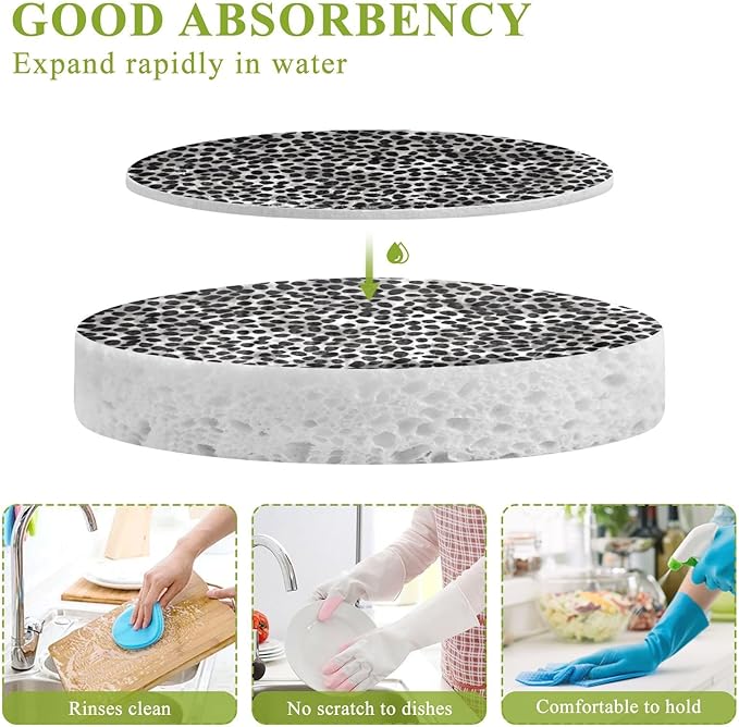 Leopard Kitchen Scrub Sponges, Pop-up Kitchen Cleaning Sponges Reusable Dish Washing Sponges for Bathroom Household Cleaning 3 Pack - Non Scratch Scrubber