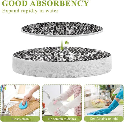 Leopard Kitchen Scrub Sponges, Pop-up Kitchen Cleaning Sponges Reusable Dish Washing Sponges for Bathroom Household Cleaning 3 Pack - Non Scratch Scrubber