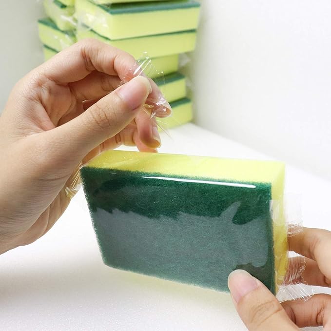 36 Pack Dishwashing Sponge Individually Wrapped, Non Scratch Scrub Sponges Scouring Pad for Household Cleaning, Sink, Pots, Pans, Kitchen,Hotel,Car.