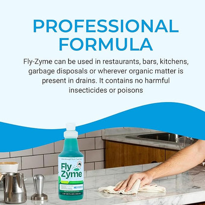 Fly-Zyme, Highly Concentrated Enzyme Drain Cleaner for Pipes & Fruit Flies, Citronella Scented Organic Waste Degrader & Odor Neutralizer, 32 fl oz