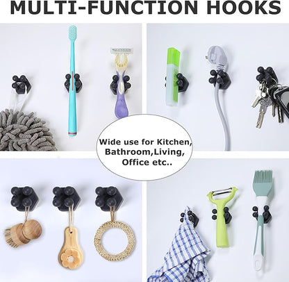 Silicone Toothbrush Holders for Bathroom - Adhesive Shower Toothbrush Holder Wall Mounted, Multi-Function Hook Waterproof Razor Holder Single Hook, Utility Plug Holder for Kitchen Living Room Office