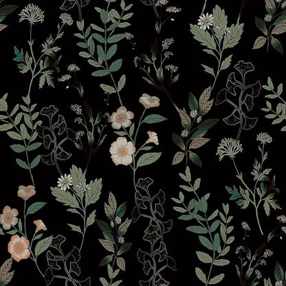 Fvlow Black Green Floral Wallpaper 17.4" x 394", Dark Green Leaf Contact Paper Peel and Stick Wallpapers Waterproof Self-Adhesive Wall Covering for Bedroom Countertop Desk Cabinets Decor