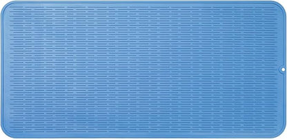 MicoYang Silicone Dish Drying Mat for Multiple Usage,Easy clean,Eco-friendly,Heat-resistant Silicone Mat for Kitchen Counter or Sink,Refrigerator or Drawer Liner Lichen BlueL 5XL 36inches x 18inches
