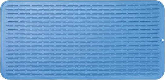 MicoYang Silicone Dish Drying Mat for Multiple Usage,Easy clean,Eco-friendly,Heat-resistant Silicone Mat for Kitchen Counter or Sink,Refrigerator or Drawer Liner Lichen BlueL 5XL 36inches x 18inches