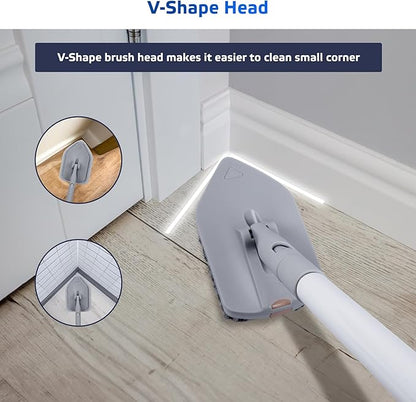 DSV Standard Tile Tub Scrubber Brush Shower Scrubber with Long Handle, 3-in-1 Cleaning Brush with 3 Detachable No Scratch Brush Heads, 56’’ Scrub Brush for Shower, Bathroom, Wall, Kitchen, Sink,Toilet