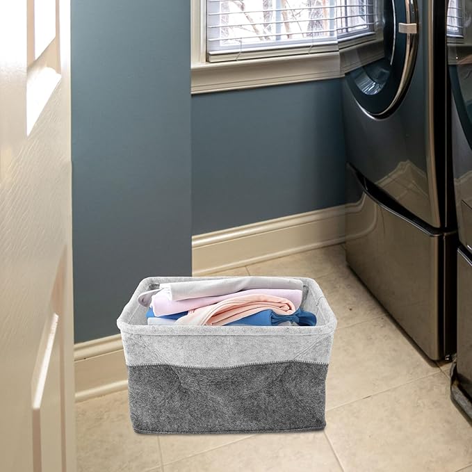 Foldable Felt Laundry Basket Collapsible Hamper Space-Saving Laundry Organizer with Handles for Bedroom and Bathroom Storage