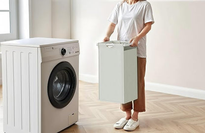 Laundry Hamper with Shelf, Laundry Basket 3 Section, Laundry Sorter with Pull-Out Removable Large Bags and Movable Wheels, Metal Frame, 3 x 15.87 Gallons (60L), White PF04XLW