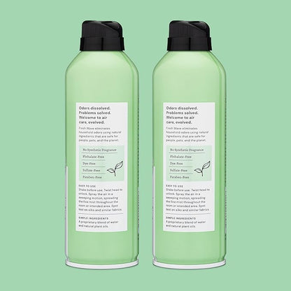Fresh Wave Odor Eliminator Spray & Air Freshener, 8 oz. | Pack of 2 | Non-Aerosol, Fine Mist | Odor Absorbers | Safer Odor Relief | Natural Plant-Based Odor Eliminator | For Furniture, Fabrics & Trash
