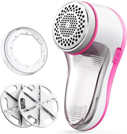 POPCHOSE Fabric Shaver, Lint Remover for Clothes, Electric Lint Shaver with 6-Leaf Blades, Sweater Shavers to Remove Pilling for Clothing, Couch, Furniture, Fuzz, Lint Ball, Bobbles, Pink