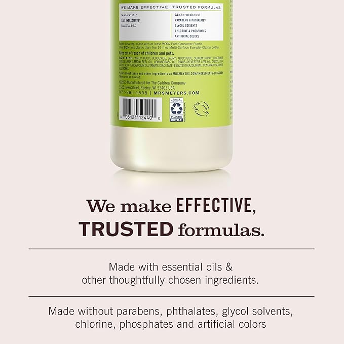 MRS. MEYER'S CLEAN DAY Multi-Surface Everyday Concentrate, Lemon Verbena Scent, 32 Fl Oz Bottle