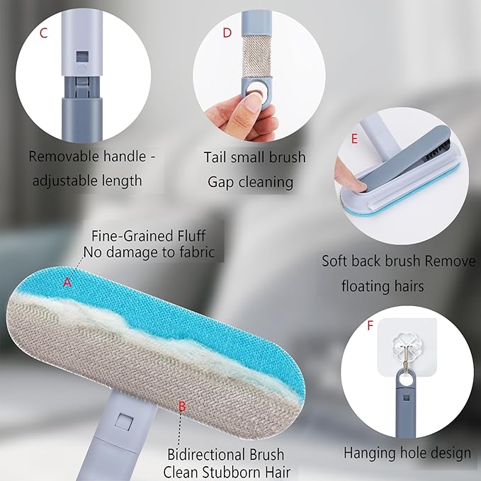 Pet Hair Remover, 4-in-1 Reusable Dog & Cat Hair Removal Tool – Standard Handle (17.7"), 1-Pack, Effective Lint Brush for Furniture, Couch, Carpet, Car Seats & Window Screens