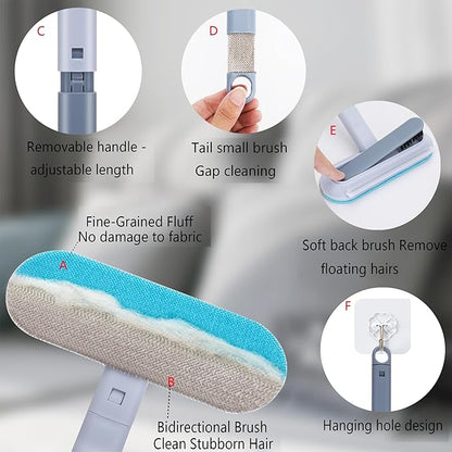 Pet Hair Remover, 4-in-1 Reusable Dog & Cat Hair Removal Tool – Standard Handle (17.7"), 1-Pack, Effective Lint Brush for Furniture, Couch, Carpet, Car Seats & Window Screens