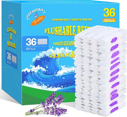 36 Refills Disposable Toilet Bowl Paper Bulk Toilet Fresh Flushable Refills for Bathroom Toilet Brush Accessories Supplies Starter Kit (Lavender Scent)
