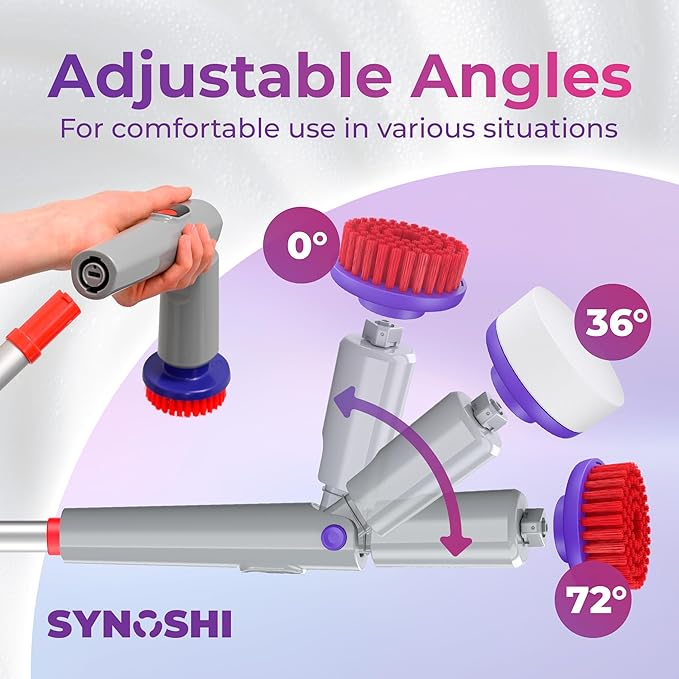 Synoshi PRO Electric Spin Scrubber Extension Handle, Electric Bathroom Scrubber for Cleaning Extension Handle. Extends up to 29.5 Inch (75 cm)