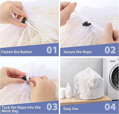 3 Pcs Sturdy Mesh Laundry Bags Large Mesh Laundry Bag 23.6 x 31.5 Inches with Drawstring Closure Washing Machine Bags for Delicates Suitable for Clothes Bed Linen Travel and Family Use
